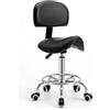 YEEZEE Sgabello da sella con schienale - Sgabello girevole a 360° con ruote e poggiapiedi regolabile | Sgabello da sella con ruote regolabili in altezza 49-61 cm | ideale per ufficio, salone e cosmetici come
