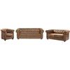 Vente-unique - Divano 3 posti+ Divano 2 posti + Poltrona Chesterfield - microfibra - marrone