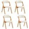 SoBuy Sedie Pieghevoli in Legno Imbottite Set da 2, Sedie Pieghevoli Salvaspazio con Rivestimento Sfoderabile e Struttura Robusta, per Cucina Sala da Pranzo Balcone e Giardino Bianco FST92-Wx4
