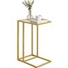 YMYNY Tavolini Bassi, Tavolino a Forma di C, Tavolino Laterale da Divano in Vetro Temperato per Piccoli Spazi con Struttura in Metallo, Tavolo da caffè, per Soggiorno, 40 x 30 x 63CM Dorato HGD001G