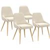 IDMarket - Set di 4 sedie da pranzo THALYA in velluto beige con gambe e braccioli effetto legno