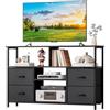 Forthcan Mobile TV, Tavolino Porta TV fino a 55 Pollici con 4 Cassetti in Tessuto e Mensola Regolabile, Supporto TV in Legno e Metallo, con Piedi Regolabili, Adatto per Soggiorno, Camera da Letto, Ufficio