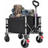 YEAUPE PRO Carrello con Ruote Portatile - 70L, 50kg carico max. - Pieghevole, con zip laterale, rete e manico telescopico - Ideale per campeggio, ufficio e casa - Nero Carbone
