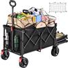 YEAUPE PRO Carrello spiaggia190L 150kg, carrello pieghevole con freno di stazionamento, pieghevole in 4 direzioni, altezza regolabile per campeggio, carrello da spiaggia, giardino, shopping, nero