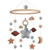 SWECOMZE Mobile Baby, Mobile Baby Bed Baby Toy con uncinetto Star Moon Clouds Grey Baby Mobile per il letto, Legno Mobile Baby Windshield Regalo per la ragazza o il ragazzo