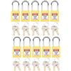 FILFEEL Lucchetto di Blocco, Lucchetto Anti-scivolo Resistente Alla Corrosione 38 Mm, con 2 Chiavi per Blocco per Stazioni di Esclusione Tag, 10 Set(giallo)