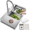 HZKSINNK Lavello da incasso in acciaio inox 304, con 1 vasca, 70 x 50 cm, spazzolato, grande bacino, profondità, fatto a mano, multifunzione, con sifone, scarico