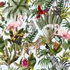 VEELIKE Carta da Parati Jungle Tropicale Carta da Parati Adesiva Muro Floreale v Uccellini Bianco 44.5 cm × 300 cm Fotomurali da Parete Flamingo Pellicola Adesive per Mobili Camera da Letto Bagno