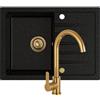 empiria SINK QUALITY SINK QUALITY - Lavello con rubinetto, nero con macchie dorate, 68 x 49,5 cm, lavello con rubinetto, sifone dorato e impregnante, set completo per mobile da cucina da 45 pezzi