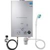 ZHIMAI Scaldabagno a gas liquefatto GPL da 18 l, 36 kW LPG, scaldabagno istantaneo senza serbatoio, con soffione doccia zincato e tubo doccia, per bagno/cucina/camper (argento, 18 L)