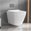 Skokliz WC sospeso senza bordi - 52 cm di lunghezza a 360° Superspin per WC in ceramica, con abbassamento automatico, colore: bianco