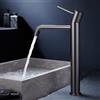 NOLUXA IMEX - Rubinetto Lavabo Nero Bocca Alta | Miscelatore Bagno Acqua Fredda/Calda | Monocomando Effetto Cascata Bocca Ottone, Risparmio Idrico | Serie Monza | Colore Black Gun Metal