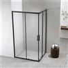 Auria Box Doccia Angolare 80x120 cm h190 - Cabina Doccia Scorrevole in Cristallo Temperato 6mm Trasparente, Profilo Alluminio Nero Opaco, Chiusura Magnetica e Cuscinetti Sganciabili - Mod. Neat