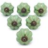 Ajuny Pomelli in Ceramica Verde Set di 6 a Zucca per Mobili e Cassetti