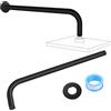 NAKIHOUSE Braccio doccia, 40 cm in acciaio INOX, rotondo, braccio a parete per soffione doccia a pioggia, montaggio a parete (soffione doccia non incluso), nero