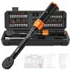 AivaToba Set Chiave Dinamometrica Bici 43 Pezzi 1/4, 3-25 Nm (±3%), Kit Riparazione Bicicletta con 41 Bussole e Inserti, Snodo Cardanico, Barra di Estensione per MTB e Bici da Corsa