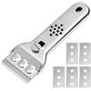 SNBUHA Raschietto Vetroceramica, Raschietto per Piano Cottura in vetroceramica in Acciaio Inox con 5 pcs Lame di Ricambio, Raschiettos, Multiuso, per Pulizia Ceramica, Forno, Piano a Induzione, Piastrelle
