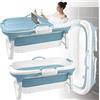 LARS360 Vasca da bagno pieghevole per adulti - Vasca da viaggio pieghevole con coperchio rimovibile - Porta sapone, rulli massaggianti, vasca mobile per piccola stanza da bagno (118 x 62 x 53 cm)