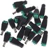 TOGEVAL Connettore Dc Maschio e Femmina 2,1x5,5 Mm, 10 Paia, Nero | Morsetti a Vite, senza Saldatura, Etichettatura Polarità, per Cavi Dc e Test da Banco