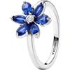 PANDORA Timeless Anello Herbarium Cluster, in argento Sterling con cristallo blu principessa e zirconia cubica trasparente, 50