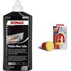 SONAX P Ball Spugna per Lucidatura Manuale Ergonomica, Facilità di Lucidatura, Grazie all'Impugnatura Ergonomica & 296100 Polish e cera nero, 500ml