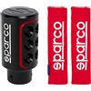 Sparco Spc0103 Pomello, Nero/Rosso & Spc1204Rd Protezioni Per Cintura Di Sicurezza, Rosso, Set Di 2