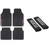 Sparco F507 Spcf507Rd Tappeto Intl, Pvc, Rosso & Spc1204Bk Protezioni Per Cintura Di Sicurezza, Nero, Set Di 2