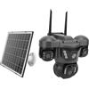 ANGGREK Telecamera di Sicurezza Solare, Telecamera PTZ UHD 6K 12MP con Triplo Obiettivo con Rotazione Orizzontale di 355° e Verticale di 90°, Rilevamento del Movimento PIR,