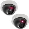WALI Dummy Fake Security CCTV Dome Camera con luce LED rossa lampeggiante con adesivo di sicurezza (SDW-2), 2 confezioni, bianco
