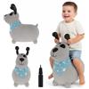 Sun Baby Animale gonfiabile che salta, giocattolo di 1 anno, saltarello per bambini, design ergonomico, cavallo giocattolo, pompa manuale inclusa (Cane grigio con bandana e cerotto)
