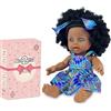 Nice2you Baby Doll - 10 pollici bambole per bambina, 25 cm bambola africana bambino con i capelli ricci, bambole giocattoli per bambini di età 2 3 4 5 anni, reborn bambino per il regalo