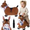 Sun Baby Animale gonfiabile che salta, giocattolo di 1 anno, saltarello per bambini, design ergonomico, cavallo giocattolo, pompa manuale inclusa (Cavallo marrone con bandana)