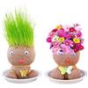 CWPFVQA 2 bambole che crescono piante, 2 vassoi, bambole con testa di fiore, mini bambole di erba bonsai, decorazioni creative per ufficio, regali di crescita per bambini