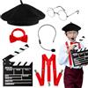BTHRORO Accessori per Costume da Regista per Bambini, Basco Ciak Cinematografico Papillon e Bretelle Bambino Microfono Giocattolo con Cuffie Occhiali Tondi Accessori per Travestimenti di Halloween e Carnevale