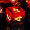 ORUZA Set di 7 dadi in resina DND, fatti a mano, D&D poliedrici in resina, bordo affilato, in resina, per dungeons e dragoni, MTG, colore rosso fiamma