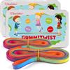 Kleintober Set di 2 elastici in gomma per bambini - Due elastici rimbalzanti Twister I Gioco per interni ed esterni - Nastro arcobaleno con istruzioni per i giochi - Per ragazze e ragazzi I
