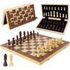 WOODENFUN Gioco di scacchi, in legno magnetico per adulti e bambini, pieghevole, 40 x 40 cm, portatile, in legno di noce e pino (marrone, grande pieghevole)