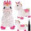 Sun Baby Animale gonfiabile che salta, giocattolo di 1 anno, saltarello per bambini, design ergonomico, cavallo giocattolo, pompa manuale inclusa (Unicorno bianco con stelle)