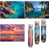 Luneko Piccoli puzzle per adulti puzzle impegnativi piccoli puzzle mini puzzle 150 pezzi micro puzzle piccolo lago tramonto rocce paesaggio mare viaggio puzzle 6 x 4 pollici 3 confezioni