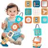 Quuylin Giochi Montessori, Busy Activity Cube per Il più Piccolo, 8 in 1 Giocattoli Montessori per Neonati 1 2 3 Anni, Giochi da Viaggio, Giocattoli sensoriali, Regali per Bambini