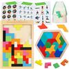 NOZVYCI 2PCS Puzzle in Legno Tetris per Bambini, Tangram Jigsaw Rompicapo Gioco di Costruzione Intelligenza Montessori Jigsaw Regalo Educativo per Bambini di età Superiore ai 3 Anni