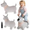Sun Baby Animale gonfiabile che salta, giocattolo di 1 anno, saltarello per bambini, design ergonomico, cavallo giocattolo, pompa manuale inclusa (Cane grigio con bandana 2)