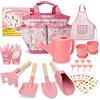 Shall Set da Giardinaggio per Bambini, 22 Pezzi, con Borsa per Il Trasporto e Vari Attrezzi da Giardinaggio. Ideale per Bambine Come Gioco all'aperto e Regalo Perfetto.