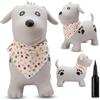 Sun Baby Animale gonfiabile che salta, giocattolo di 1 anno, saltarello per bambini, design ergonomico, cavallo giocattolo, pompa manuale inclusa (Cane grigio con bandana)