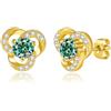 PAKORIO Orecchini borchia moissanite VVS1 argento S925 fiocco neve halo 0,5ct placcato rodio regalo(B-Verde acqua)