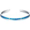EVER FAITH Blu Opale Cuff Bracciale, Semplice Classico Quotidiano Birthstone Bracciale Gioielli per Le Donne