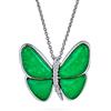 Bling Jewelry Collana pendente con accento naturale CZ, pietra preziosa autentica, giada malese verde, quarzo, giardino, insetto, farfalla, per donna, adolescente, fidanzata, placcata in argento.