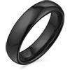 Bling Jewelry Anello di nozze a cupola semplice in titanio per coppie, anello lucido per uomo e donna, vestibilità comoda, tono nero, 5MM