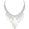 EVER FAITH Bridal Statement Necklace for Women, Collare a Girocollo Chunky Leaf Boho Bib Costume Jewelry Fondo Argento