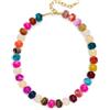 WATEFOER Collana in Resina Colorata da Donna, Collana con Perline Multicolore Grosse Regolabile Gioielli Estivi in Stile Boho da Spiaggia Regali per le Vacanze Estive